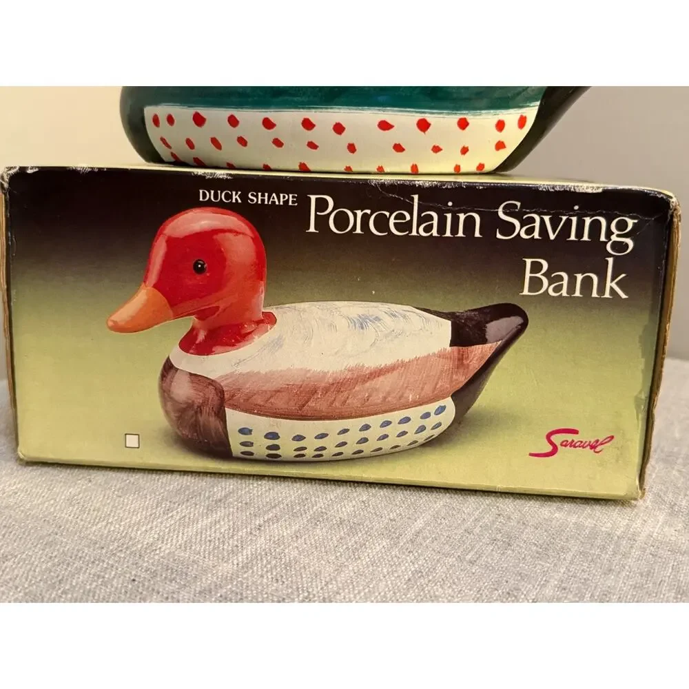 🦆 Vintage Porcelain Duck Saving Bank w/ Box – 1985 Justen Taiwan 6